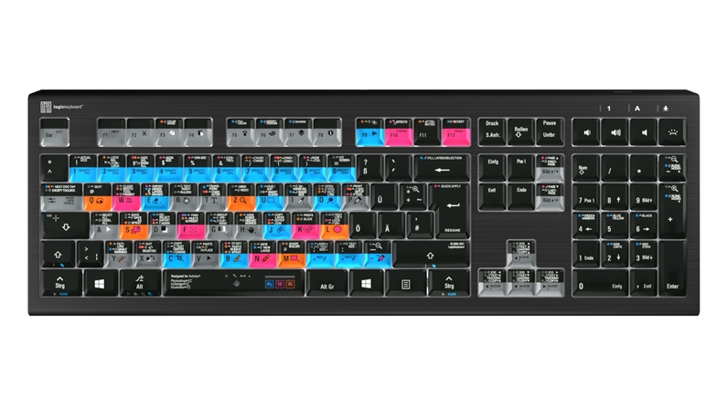 Adobe Graphic Designer<br>ASTRA2 Backlit Keyboard – Windows<br>DE German