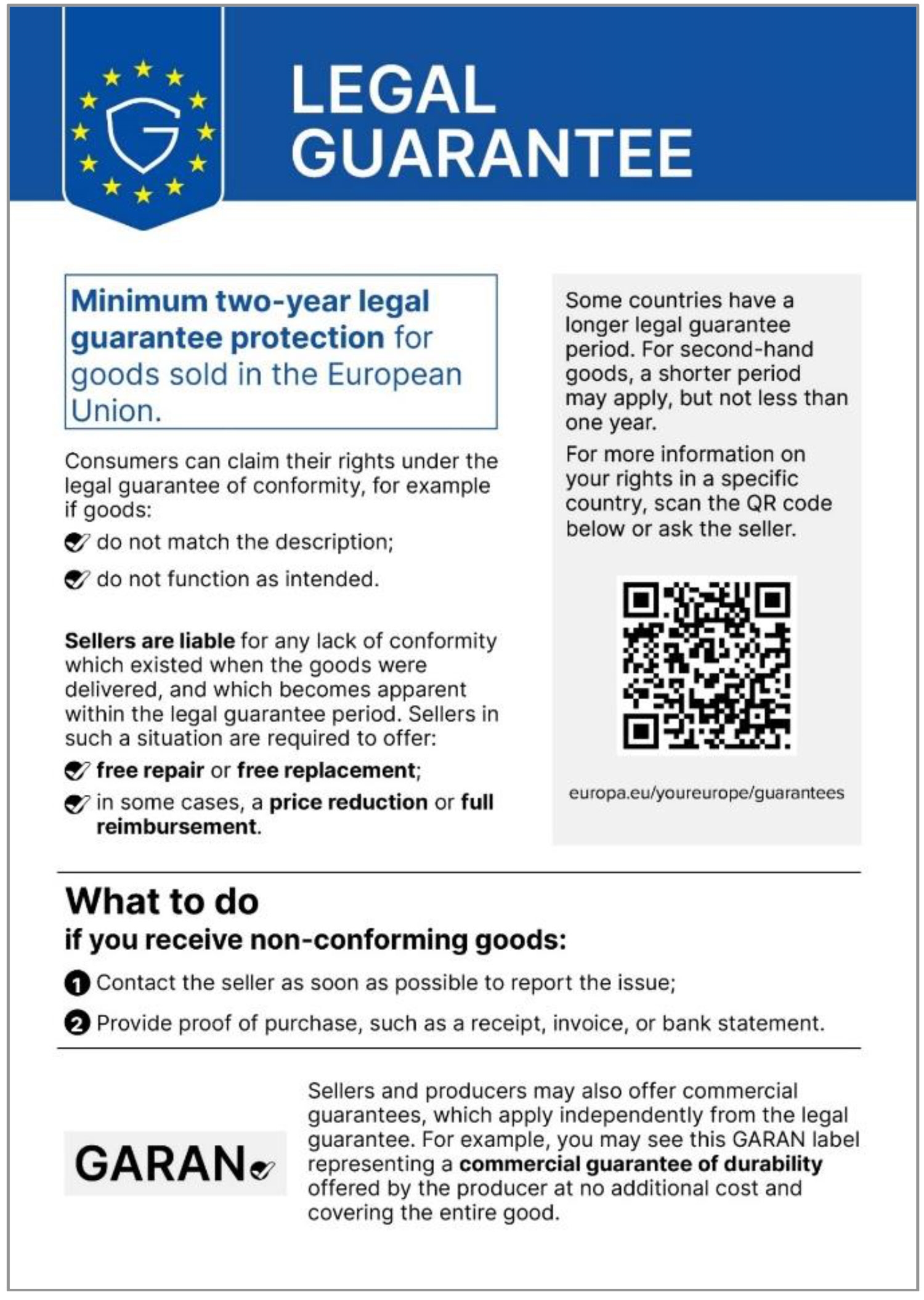 EU Legal Guarantee notice
