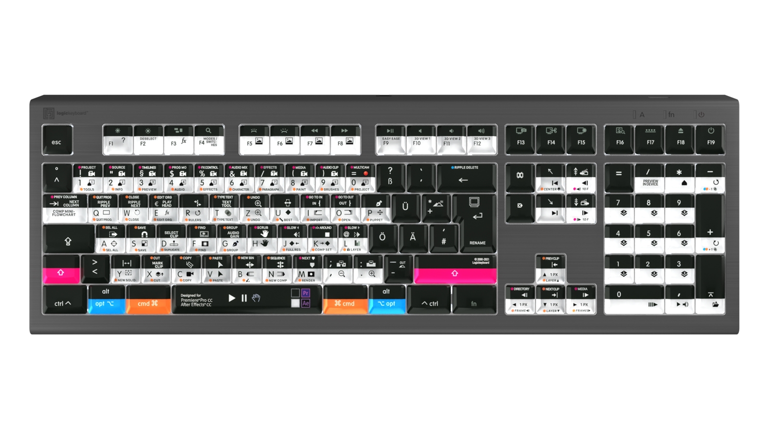 Logickeyboard Adobe Premiere Pro and After Effects Shortcut Astra2 Mac Keyboard DE German