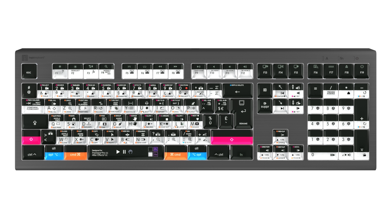 Logickeyboard Adobe Premiere Pro and  After Effects Shortcut Astra2 Mac Keyboard FR French
