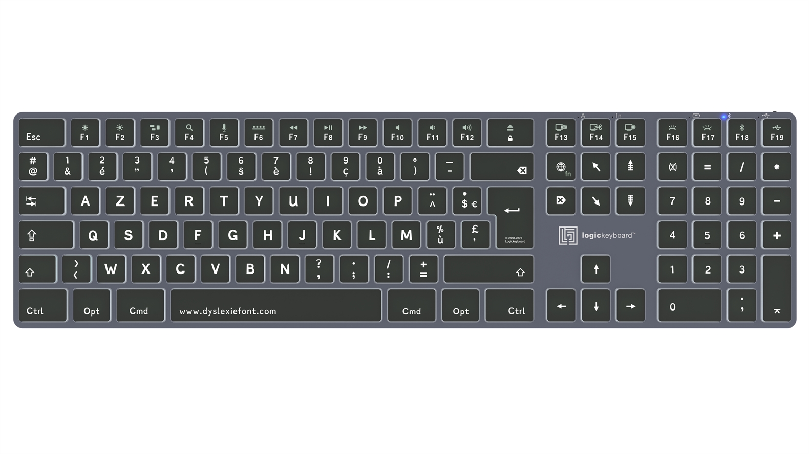 Dyslexie<br>TITAN Wireless Backlit Keyboard – Mac<br>FR French
