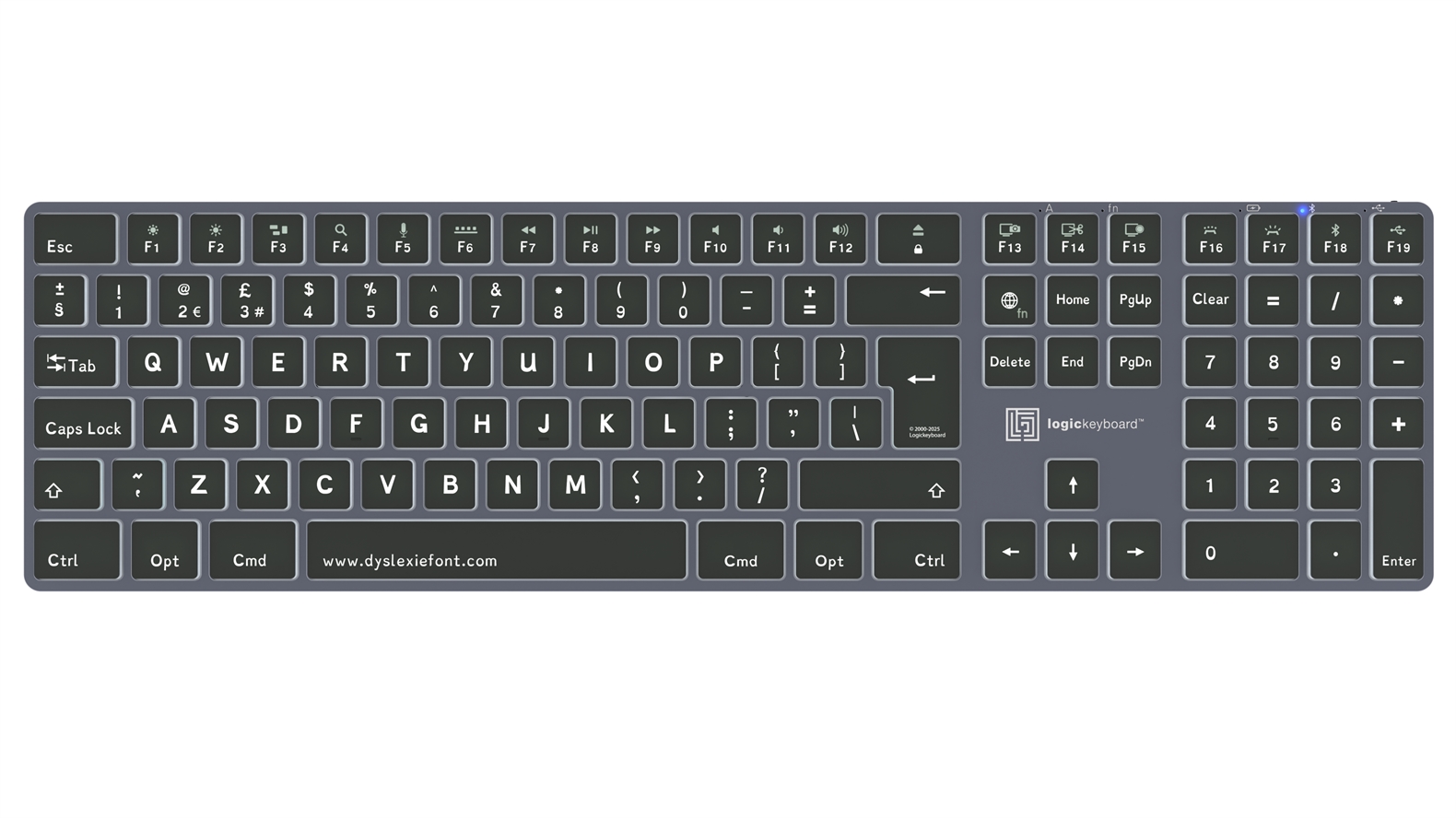 Dyslexie<br>TITAN Wireless Backlit Keyboard – Mac<br>UK English