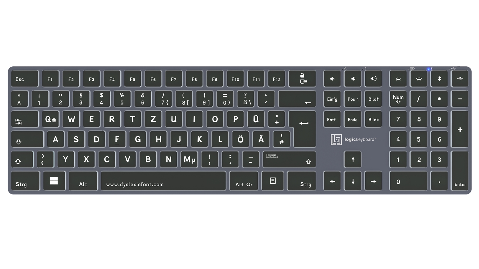 Dyslexie<br>TITAN Wireless Backlit Keyboard – Windows<br>DE German