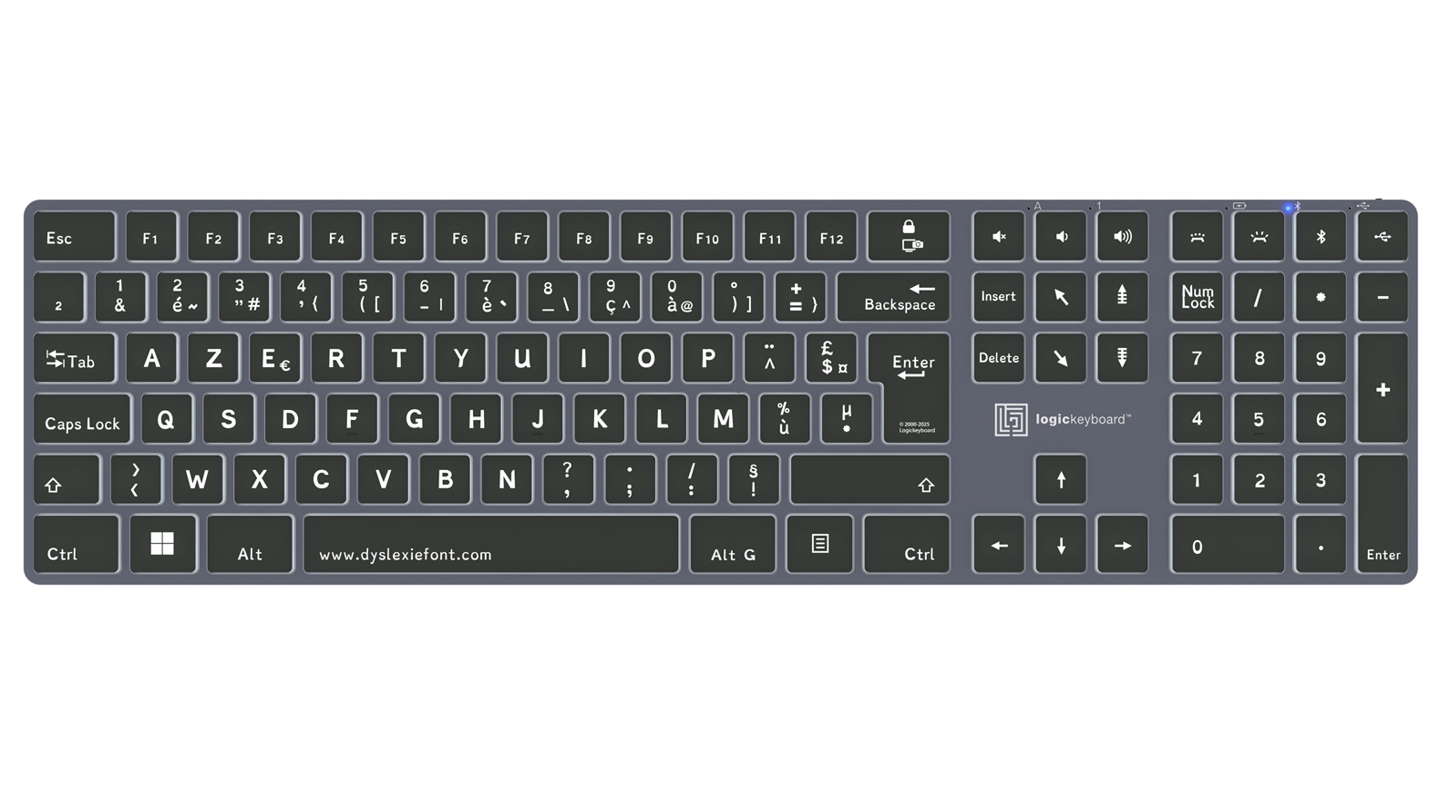 Dyslexie<br>TITAN Wireless Backlit Keyboard – Windows<br>FR French