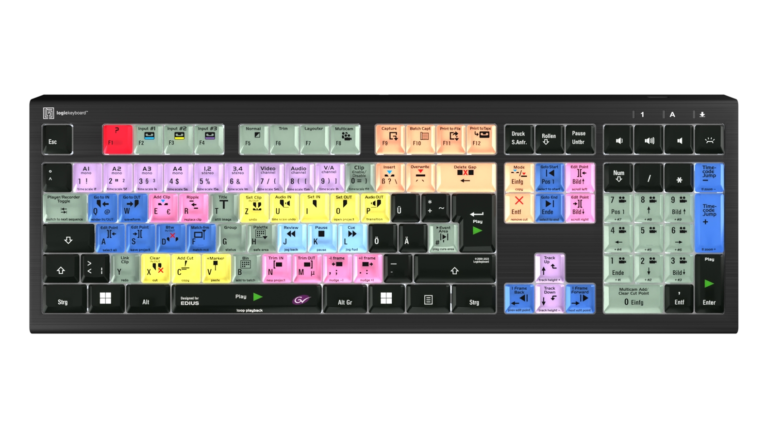  Logickeyboard Edius ASTRA2 Backlit Keyboard – Windows DE German