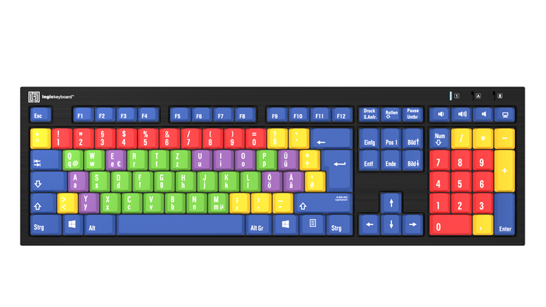  Logickeyboard Kids Learning Board NERO Slimline Keyboard – Windows DE German