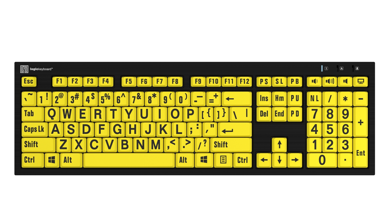 Logickeyboard Large Print - Black on Yellow NERO Slimline Keyboard – Windows US American English