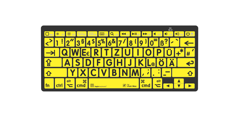  Logickeyboard Large Print - Black on Yellow Mini Bluetooth Keyboard - Mac DE German