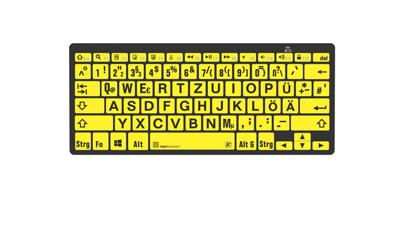  Logickeyboard Large Print - Black on Yellow Mini Bluetooth Keyboard – Windows DE German