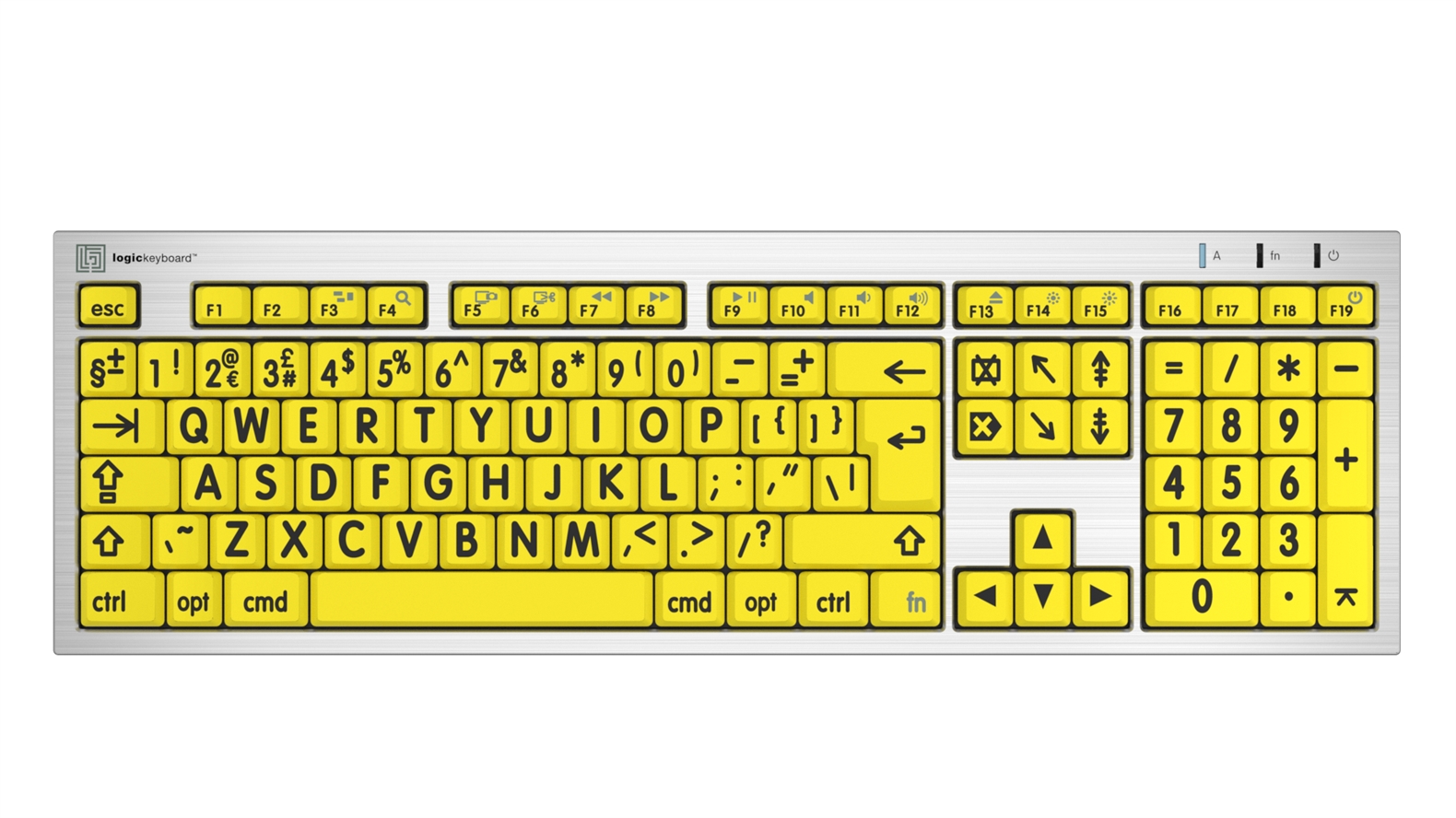 Large Print - Black on Yellow<br>ALBA Slimline Keyboard – Mac<br>