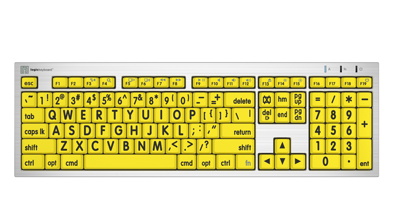 Large Print - Black on Yellow<br>ALBA Slimline Keyboard – Mac<br>