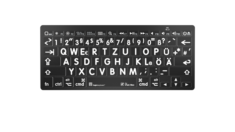  Logickeyboard Large Print - White on Black Mini Bluetooth Keyboard - Mac DE German