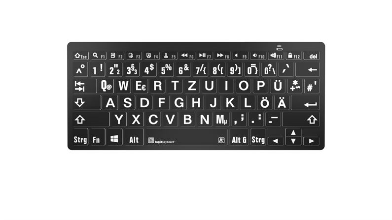 Logickeyboard Large Print - White on Black Mini Bluetooth Keyboard – Windows DE German