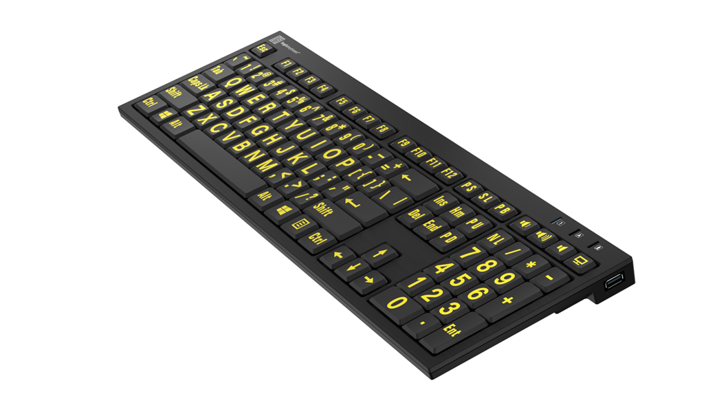 Large Print - Black on Yellow NERO Slimline Keyboard - Thumbnail 4