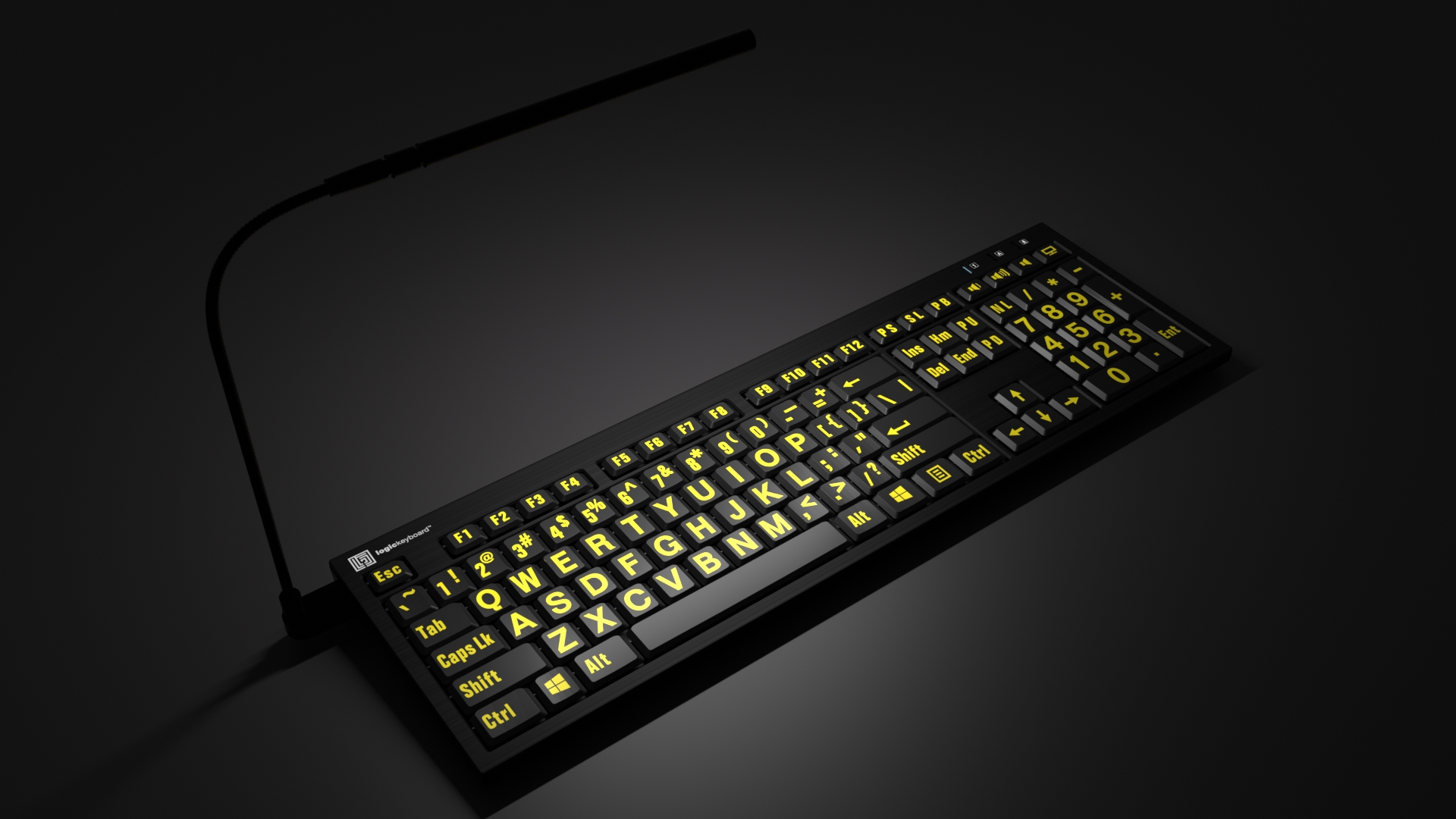Large Print - Black on Yellow NERO Slimline Keyboard - Thumbnail 5