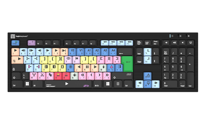  Logickeyboard Avid Media Composer \'Classic layout\' Nero Slimline Keyboard - Windows FR French
