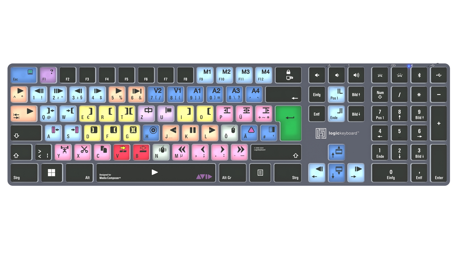  Logickeyboard Avid Media Composer "Classic" layout TITAN Wireless Backlit Keyboard - Windows DE German