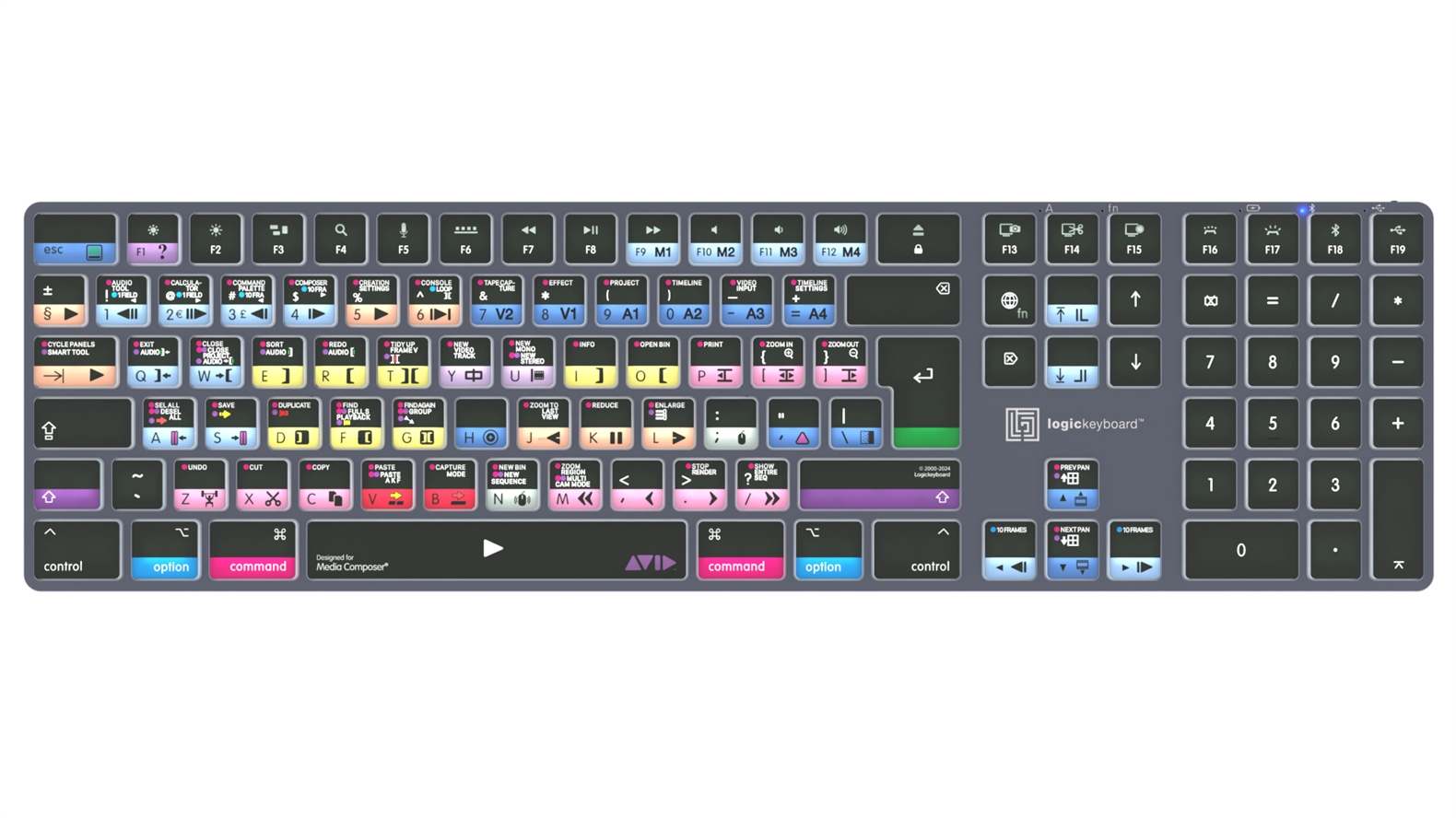  Logickeyboard Avid Media Composer "Pro" layout TITAN Wireless Backlit Keyboard - Mac UK English