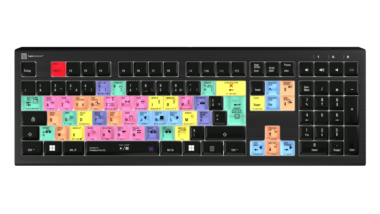  Logickeyboard Adobe Premiere Pro CC ASTRA2 Backlit Keyboard – Windows FR French