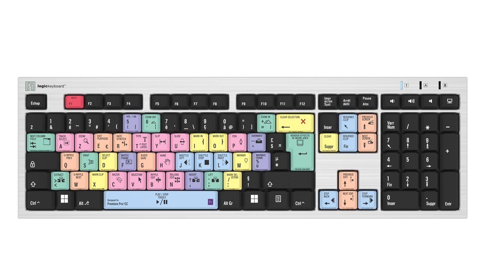 Logickeyboard Adobe Premiere Pro CC Silver Slimline Keyboard – Windows FR French