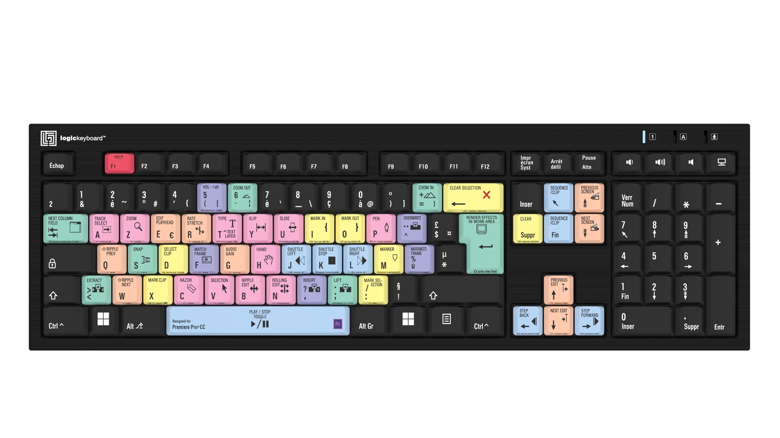  Logickeyboard Adobe Premiere Pro CC NERO Slimline Keyboard – Windows FR French