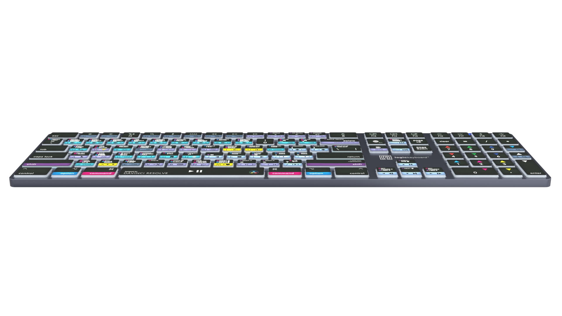 LogicKeyboard DaVinci Resolve Astra 2 DE Für Mac – Beleuchtete Tastatur Mit USB-Hub Für Video Editing