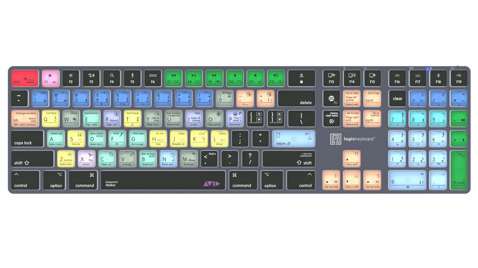 Logickeyboard Backlit & Bluetooth - Designed for Avid Sibelius - Mac