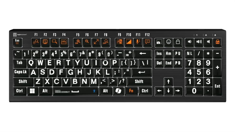 Windows Accessibility - White on Black<br>ASTRA2 Backlit Keyboard – Windows<br>