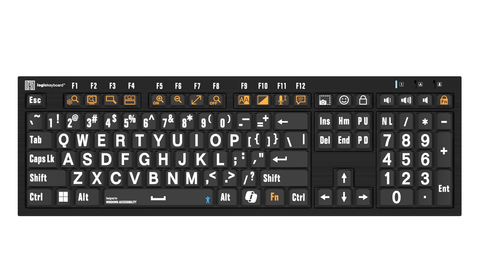 Windows Accessibility - White on Black<br>NERO Slimline Keyboard – Windows<br>