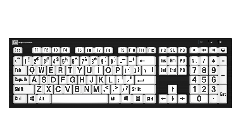 LargePrint Black on White - PC Nero Slimline Keyboard