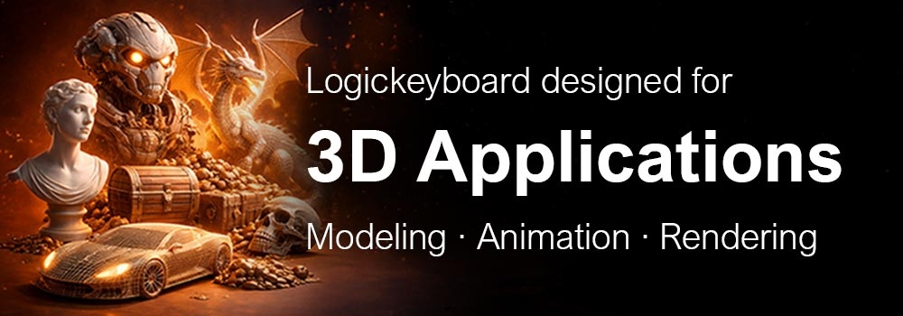 Shortcut Keyboards for 3D Productions Optimize efficiency and embark on a journey of digital sculpting and bring your 3D visions to life with a Logickeyboard Shortcut Keyboard, carefully crafted for your favorite 3D software.  The best shortcut keyboards for 3D productions, 3D Art & Animations, Compositing & Visual Effects.