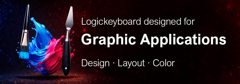 Shortcut Keyboards for Graphic Design Step into the world of visual excellence and unleash your creativity with a Logickeyboard Shortcut Keyboard, engineered to integrate effortlessly with your graphic designer software.  Designed with the discerning graphic artist in mind, our shortcut keyboard feature an intelligently organized layout with color-coded keys.