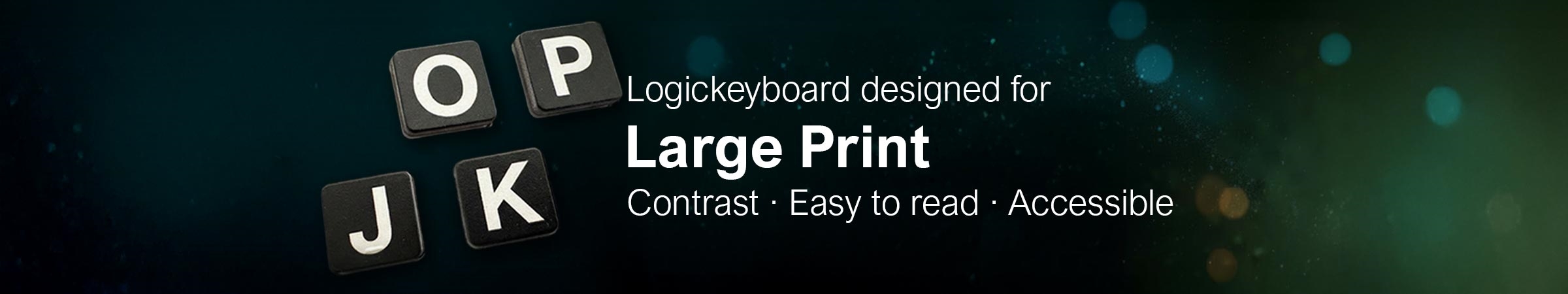 Assistive Keyboards with Large Print Mac, PC & Bluetooth Assistive Keyboards for Visually Impaired  Enhance your computing experience with the Logickeyboard Large Print keyboard, thoughtfully designed for individuals with visual impairments and anyone who wants a clearer and more comfortable typing experience.  Tailored to offer a user-friendly and accessible solution, this keyboard provides oversized, high-contrast print on each key, ensuring a clear and easy-to-read interface - an ideal choice for those with visual impairments. 