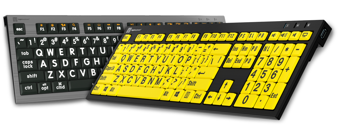 Assistive keyboards Logickeyboard-Astra2Mac-LargeprintWhite-NeroSlimline-LargeprintYellow