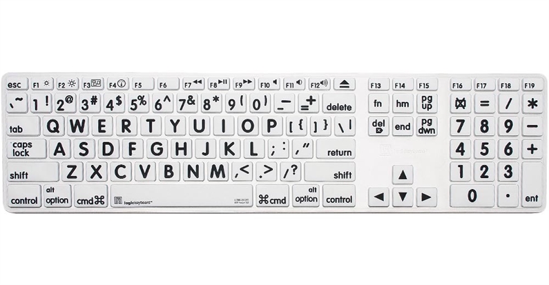 LargePrint Black on White - Before 2017 Wired Keyboard Cover